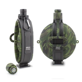 Katlanabilir askeri su torbaları taşınabilir silikon su ısıtıcısı pusula şişe kapağı açık yürüyüş kamp bisiklet seyahat için