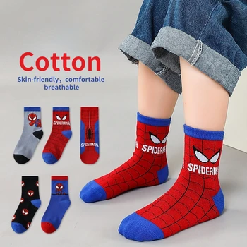 5 adet Disney Örümcek Adam çocuk Çorap Anime Pamuk Cilt Dostu Nefes Bahar ve Kış Erkek ve Kız Bebek Çorap