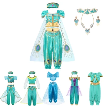 MUABABY Arap Prenses Elbise Up Kız Aladdin Fantezi Kostüm Çocuk Fotoğraf Cadılar Bayramı Parti Kıyafet Giyim