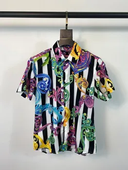 Erkek Yaz Plaj havai gömleği 2021 Vintage Baskı Kısa Kollu Elbise Erkekler İş Casual Gömlek Chemise Homme
