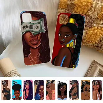 Moda Siyah Afrikalı Kızlar telefon kılıfı Silikon Yumuşak iphone 14 13 12 11 Pro Mini XS MAX 8 7 6 Artı X XS XR Kapak
