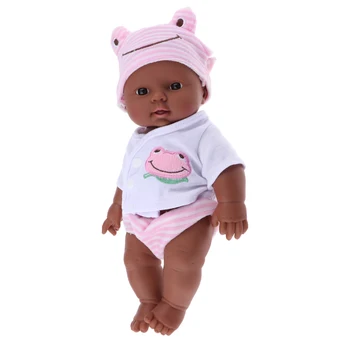 Gerçek Hayat 12 inç Reborn Afrika Siyah Bebek Bebek Yumuşak Vinil Yenidoğan Bebek Oyuncak için