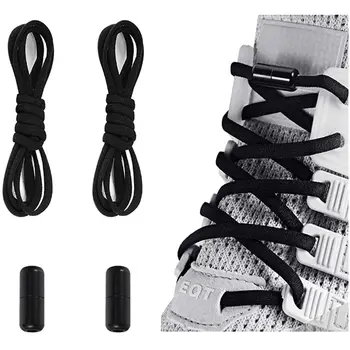 1 Çift Yarım Daire Elastik Danteller Sneakers Ayakkabı dantel Yuvarlak Renk Metal Kilit Ayakabı Bağları Olmadan Tembel Spor Dantel Shoestrings