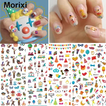 Morixi nail art sticker Pop parmak parti arka tutkal şeritler 3D manikür ultra ince kaymak Palyaço etiket WG062