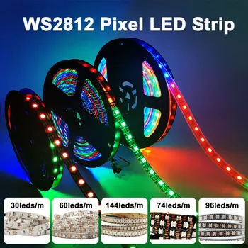 DC5V WS2812 WS2812B ayrı ayrı adreslenebilir LED şerit siyah / beyaz SMD5050 RGB akıllı ışık 1m 2m 3m 4m 5m IP65 IP67 su geçirmez