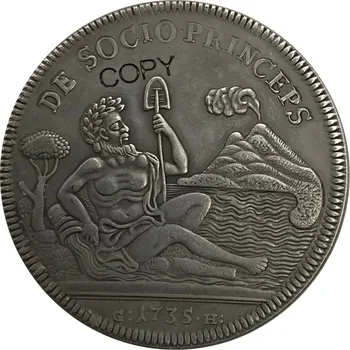Italyan Devletleri Napoli Krallığı 120 Grana Carlo I 1735 Kaplama Gümüş Kopya Para Hatıra paraları