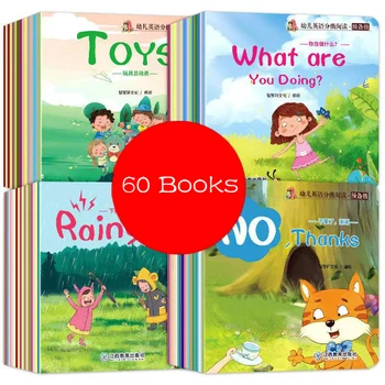60 Kitaplar / Set İngilizce resimli kitap Çocuk Aydınlanma Bebek Çocuk Öğrenmek Kelimeler Masalları Serisi Eğitici Okuma Libros Çin