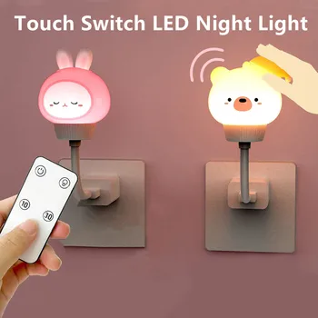 Dokunmatik LED gece lambası USB çocuk lamba gece lambası bebek sevimli karikatür ışık LED başucu lambası kısılabilir yatak odası dekorasyon ışıklandırma