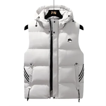 Kış Golf ceketler yelek erkekler için %2022 aşağı pamuk rüzgar geçirmez sıcak Golf kıyafeti kapşonlu yelek erkek yeni moda gevşek ceket Mont