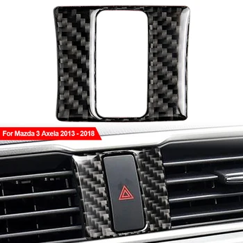 Karbon Fiber Stil Araba Aksesuarları İç Uyarı Lambası Düğmesi ayar kapağı ABS Mazda 3 Axela 2013 İçin 2014 2015 2016 2017 2018