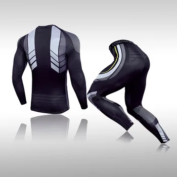 Adam Sıkıştırma spor elbise Çabuk kuruyan Terleme Fitness Eğitim MMA Kiti rashguard Erkek Spor Koşu koşu giysisi