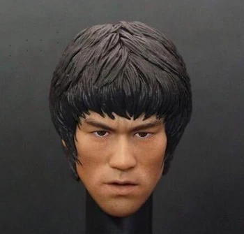 1/6 Erkek çin'in Kung Fu Bruce Lee Kafa Heykel Oyma Modeli Fit 12 inç Aksiyon Figürleri Koleksiyon