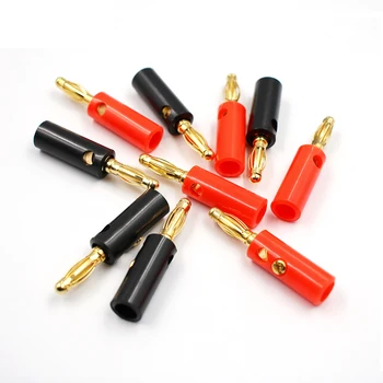 10 adet Fener Tipi Ses Hoparlör Vida Yaldızlı Altın 4mm Siyah Kırmızı Muz Kafa Sabit Altın Kaplama Fiş Konnektörleri