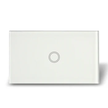 ABD Modeli Dokunmatik Cam Anahtarı Paneli Tek Gang Dokunmatik duvar ışık anahtarı mavi LED aydınlatmalı, AC110-240V, ücretsiz Kargo