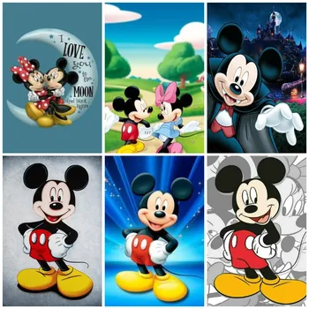Disney Karikatür Mickey Minnie Mouse 5D Elmas Boyama Çapraz Dikiş Nakış Kiti El Yapımı Sanat Mozaik Tam Matkap Ev Dekor
