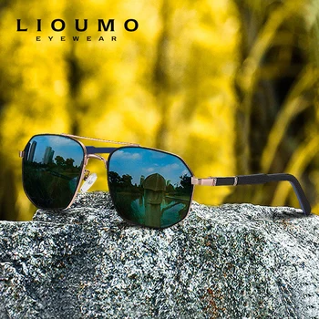 LIOUMO Yüksek Kaliteli Polarize Güneş Gözlüğü Erkekler Kadınlar Marka Tasarımcısı Pilot güneş gözlüğü Vintage Parlama Önleyici Sürüş Gözlük Degrade