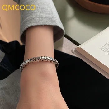 QMCOCO Gümüş Renk Açık Ayarlanabilir Bilezik Bilezik Kadınlar Için INS Moda Vintage Yıldız Bilezik Parti Güzel Takı Hediye