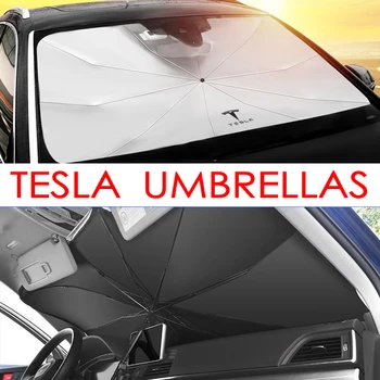 Araba güneşliği Şemsiye Ön Cam Güneş Gölge Koruyucu Tesla Modeli X Modeli Y Modeli S X Logo Güneş Şemsiye Kapakları