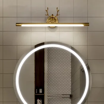 LED Aydınlatma Aynası Banyo Makyaj Makyaj Dolabı Ahşap Siyah / Altın Banyo Dekoratif Duvar Lambası İç Modern Aydınlatma