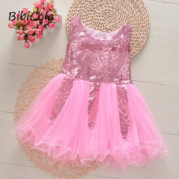 Kızlar yaz elbisesi çocuk moda kolsuz elbise çocuk doğum günü partisi elbiseleri giyim bebek kız sevimli örgü elbise 2-7T