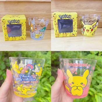 BANDAİ Pokemon Hakiki Nokta japon animesi Çevre Pikachu Cam Charmander Bulbasaur Cam içecek bardağı
