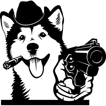 Gangster Belçika Çoban Malinois Alaska Köpek Tabancası Vinil Araba Sticker