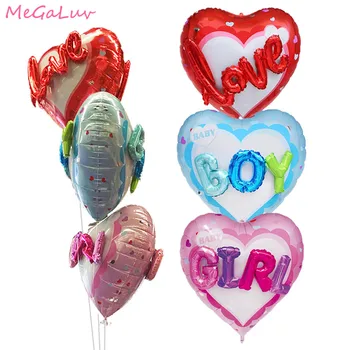 1 ADET 36 inç Büyük Çift SIıde ERKEK kız Aşk Kalp Balonlar Bebek Duş Cinsiyet Reveal Parti Balon 1st Doğum Günü Partisi Malzemeleri