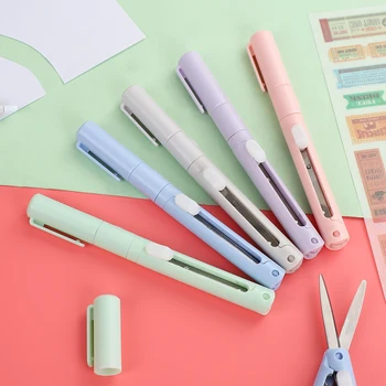 Çok fonksiyonlu Katlanabilir Makas Maket Bıçağı 2 in 1 Yaratıcı Öğrenci Sanat Kesme Aletleri Kawaii Kırtasiye Ofis Okul Malzemeleri