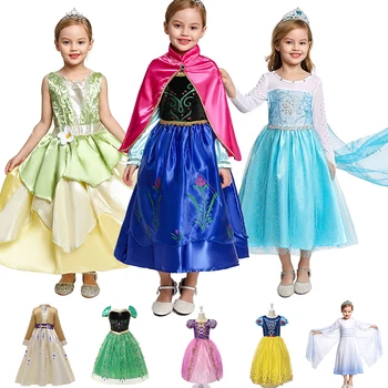 Kızlar Prenses Elbise Anna Elsa Kar Beyaz Rop Çocuklar Karışık Parti Prenses Çocuk Kostüm Kız Doğum Günü Cosplay Elbise