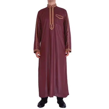Erkek Rahat Arap Ulusal Baskı Elbise V Boyun Uzun Kollu Bölünmüş Hem Bluz Elbise Erkek Elbise Gömlek Slim Fit Uzun Kollu