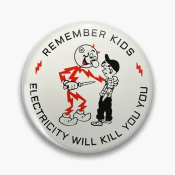Reddy Kilowatt Hatırlıyorum Çocuklar Elektrikli Yumuşak Düğme Pin Kadınlar Metal Yaka Pin Komik Şapka Karikatür Rozeti Broş Sevimli Giysiler