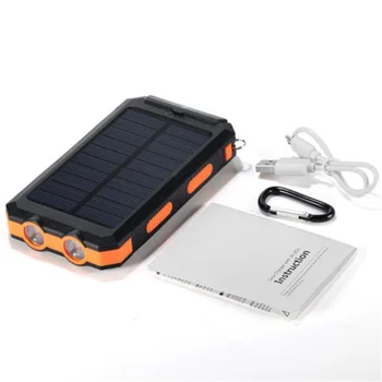Pusula ile 8000mAh LED Su geçirmez güneş mobil güç taşınabilir güç bankası Harici Pil Paketi