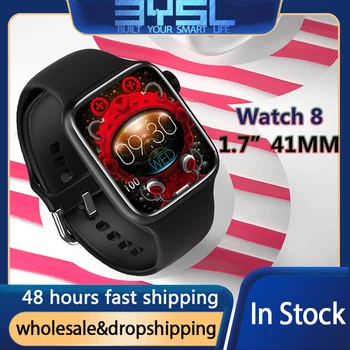 BYSL IWO akıllı saat Serisi 8 41mm Bluetooth Çağrı DIY Aramalar Kalp Hızı Smartwatch Erkekler Kadınlar İçin Android IOS PK H8 Mini i7 W57