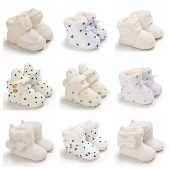 Yenidoğan Bebek Çorap Ayakkabı Erkek Kız Yıldız Toddler İlk Yürüyüşe Patik Pamuk Konfor Yumuşak kaymaz Sıcak Bebek Beşik Ayakkabı