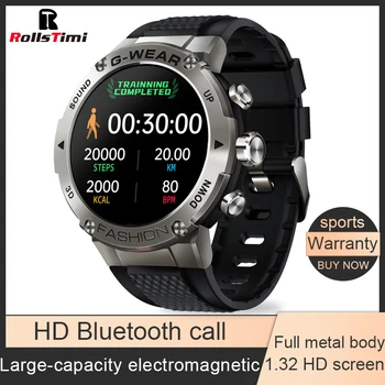 Rollstimi akıllı saat Erkekler Bluetooth çağrı IP68 Su Geçirmez Spor nabız monitörü Smartwatch Tam Dokunmatik Ekran IOS Android İçin