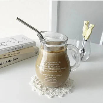 500 ml Yenilik Mektup Cam Kupa Kahve kulplu fincan çift bardakları Kahvaltı Süt Çay Suyu Soğuk Drinkware Bira Photogragh