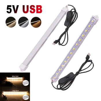 5V LED çubuk ışıkları USB Anahtarı ile 35/40/50CM SMD 5630 Sütlü/Beyaz Kabuk LED sabit şerit ışık Mutfak Dolap Altı Aydınlatması