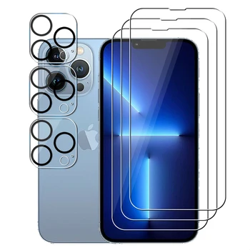 (3+3) iPhone 14 Artı 13 Pro Max 12 Mini 11 Temperli Cam Telefon Ekran Koruyucu ve 3D Kamera Lens Filmi
