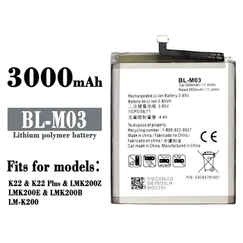 BL-MO3 BL - M03 Pil İçin LG K22 K22 Artı LMK200Z LMK200E LMK200B LM-K200 Cep Telefonu Pil 4000mAh BLM03
