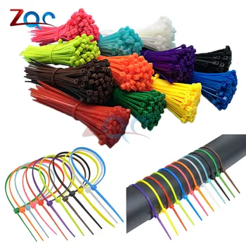 2.5*200mm Kendinden kilitleme Naylon Kablo Bağları 100 adet 12 renk Plastik Zip Kravat 18 lbs siyah tel bağlama wrap sapanlar UL Sertifikalı