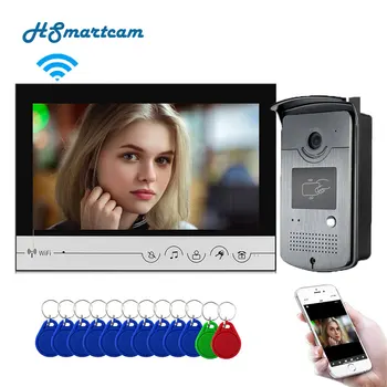 Akıllı Ev 9 inç WİFİ Video İnterkom ev Monitör giriş sistemi ile RFID Açık Kamera APP Telefon Kilidini