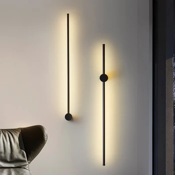 Iskandinav Minimalist Modern Uzun Şerit Duvar Lambası Yemek Odası Yatak Odası Çalışma Koridor Koridor Arka Plan duvar aynası Ön Wandlamp