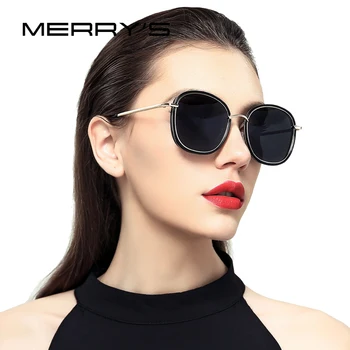 MERRYS tasarım Kadınlar Polarize Güneş Gözlüğü Moda Gözlükleri Metal Tapınak 100 % UV Koruma S6108