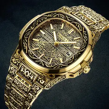 Moda quartz saat erkekler Marka ONOLA lüks Retro altın paslanmaz çelik izle erkekler altın erkek izle reloj hombre