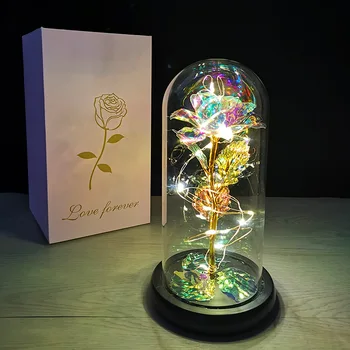 LED yapay çiçek Büyülü Galaxy Gül Altın Folyo Gül Çiçek Ev Dekorasyon Düğün sevgililer anneler Günü Partisi Hediye