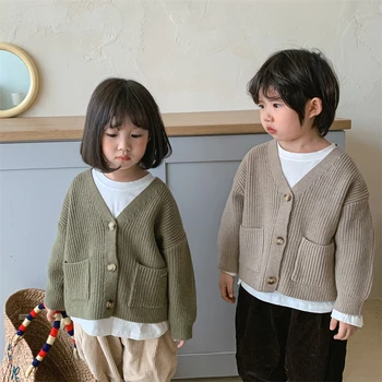 Kız Kazak Çocuk Ceket Dış Giyim 2021 Vintage Artı Kadife Kalınlaşmak Sıcak Kış Sonbahar Örgü Üstleri Pamuklu Hırka çocuk Giyim