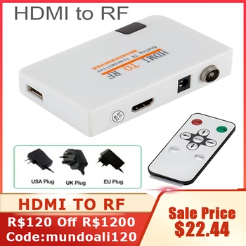 1080P HDMI RF Koaksiyel Dönüştürücü Kutusu analog TV vericisi için Uzaktan Kumanda ile HDTV Monitör Projektör Multimedya Öğretim