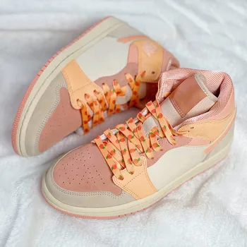 Düz Macaron Sevimli Ayakkabı Bağcığı Sneakers için Desen Baskı Meyve Ayakkabı Bağı Çilek Üzüm Şeftali Turuncu Muz AJ1 AF1 INS Yeni
