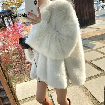 Bayan Faux Kürk Kabarık Peluş Palto Yeni Sonbahar Ve Kış Bayanlar Uzun Kollu Özel Kadın Giyim 2020 Palto Kadın