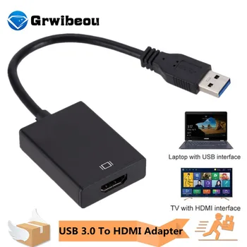 Grwıbeou 1080P USB 3.0 HDMI Uyumlu Adaptörü Ses Video HD Taşınabilir Dönüştürücü PC dizüstü Projektör HDTV LCD Ücretsiz Sürücü